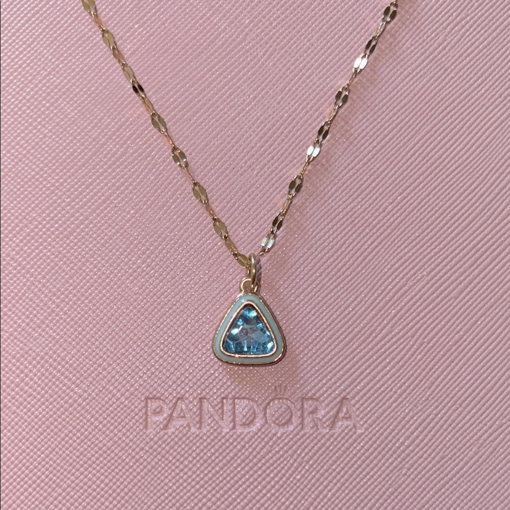Gold Necklace with Blue Pendant
